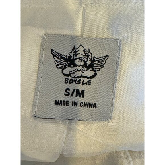 Boys Lie Shirt Women Medium White Satin Collared Button Down Bridezilla Top NWOT - Picture 11 of 14